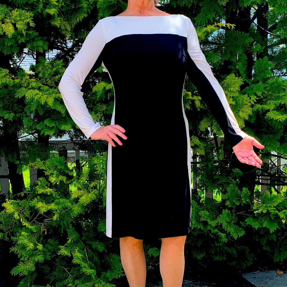Ralph Lauren Black & White Figure Flattering Dress